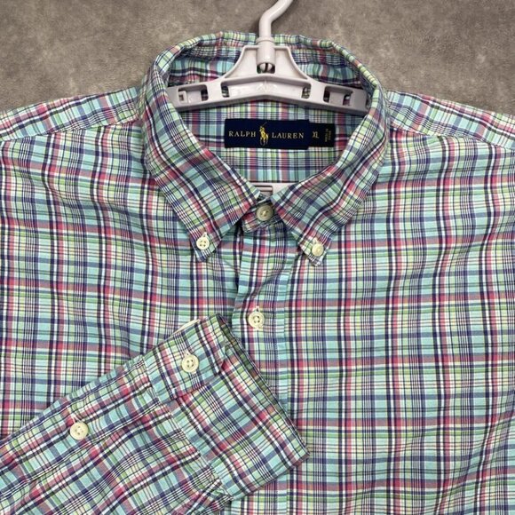 Ralph Lauren Button Down Shirt Mens XL Pastel Plaid L/S Casual Preppy - Picture 1 of 10